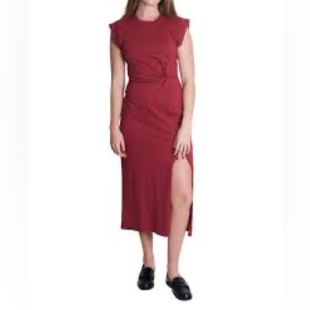 Stateside Cloud Jersey Twist Midi‎ Dress in Turkish Rose